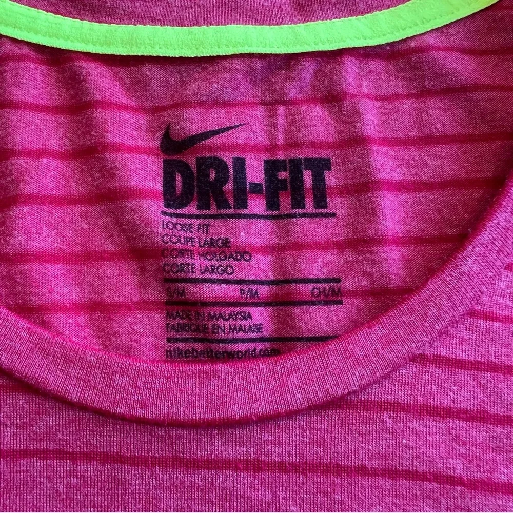 Nike Dri-FIT Pink Striped Loose Fit Tank Top Size S